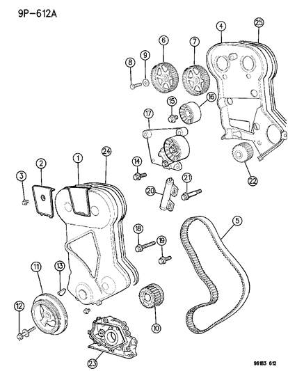 1996 Chrysler Cirrus Timing Belt , Cover And Balance Shafts Diagram 2 - Thumbnail