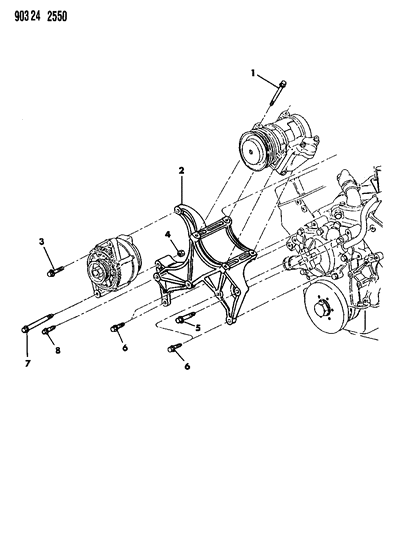 1991 Dodge Dakota Mounting - A/C Compressor Diagram 3 - Thumbnail