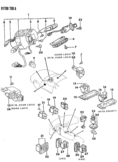 1991 Dodge Stealth Switches & Electrical Controls Diagram 2 - Thumbnail