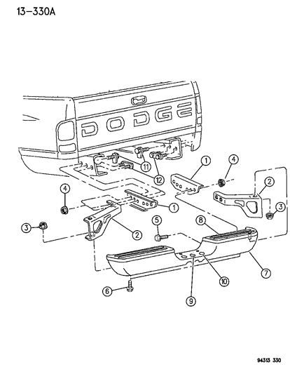 1996 Dodge Ram 3500 Bumper, Step Diagram for 55076634AC