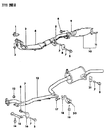 1987 Dodge Colt Exhaust System Diagram 2 - Thumbnail