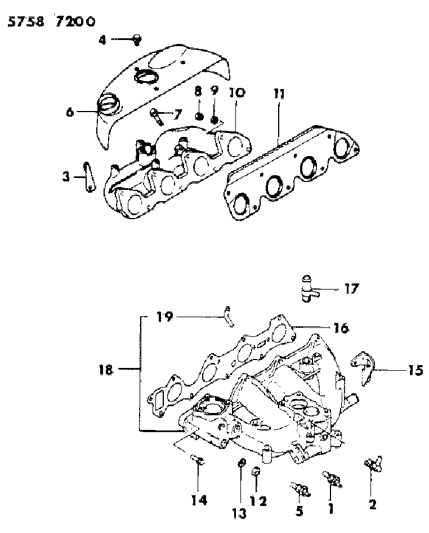 1986 Dodge Ram 50 Manifold - Intake & Exhaust Diagram 1 - Thumbnail