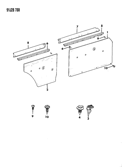 1991 Jeep Grand Wagoneer Panels - Door Trim of Grand Wagoneer Diagram
