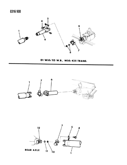 1989 Dodge D150 Propeller Shaft, Single And Universal Joint Diagram 1 - Thumbnail