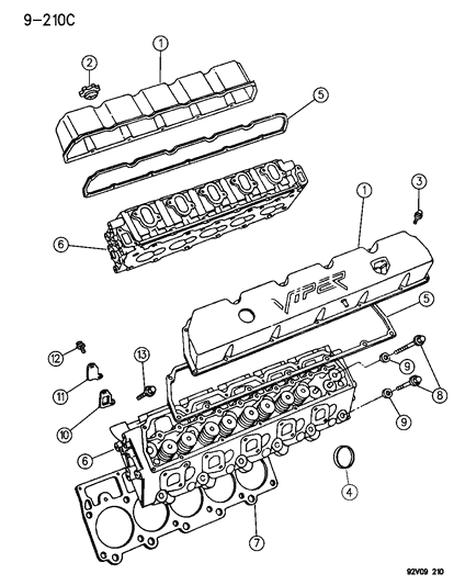 1996 Dodge Viper Bolt, Cylinder Head Diagram for 6034952
