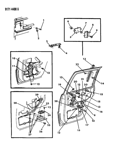 1989 Dodge Dynasty Door, Rear Glass, Regulators And Controls Diagram