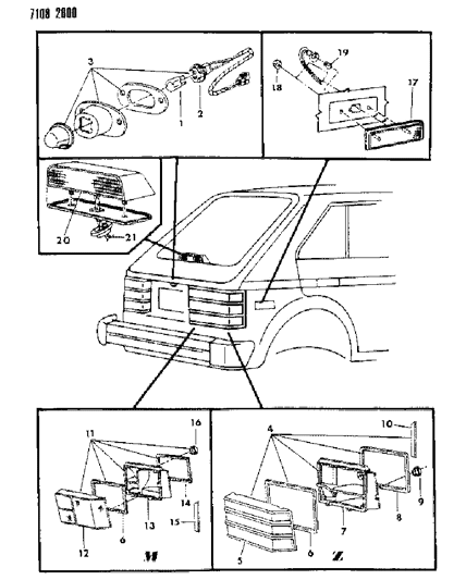 1987 Dodge Omni Lamps & Wiring - Rear Diagram 2 - Thumbnail