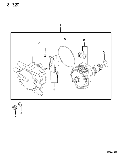 1995 Dodge Stealth Distributor Assembly Diagram for MD147874