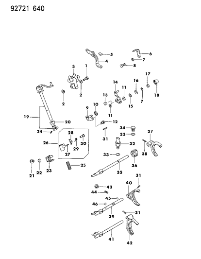 1994 Dodge Colt Control, Shift Diagram 1 - Thumbnail