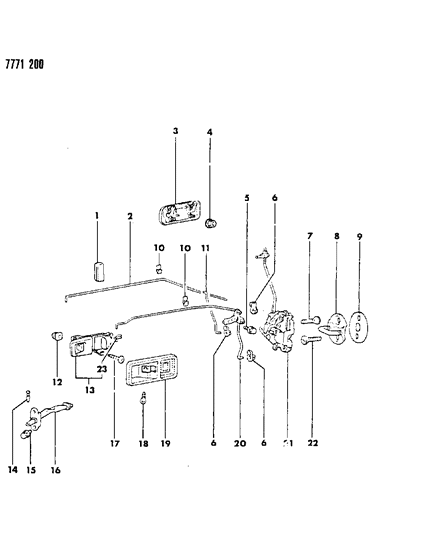 1987 Dodge Colt Door, Front Handles, Locks And Controls Diagram 1 - Thumbnail