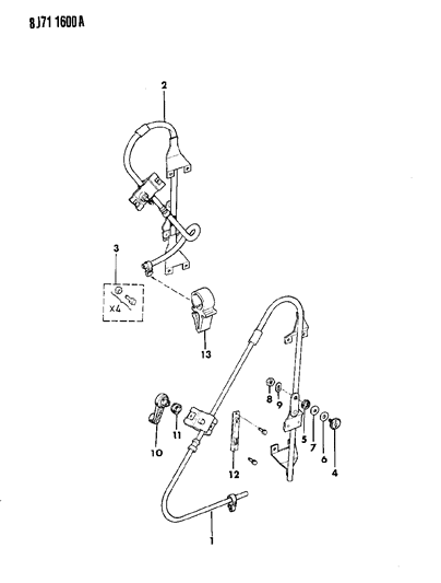 1989 Jeep Cherokee Window Handle Diagram for 83505118