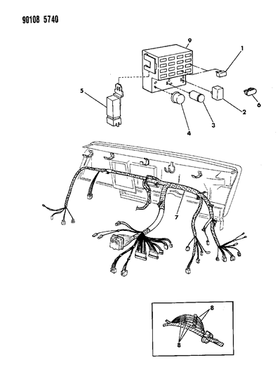 1990 Chrysler LeBaron GTC Wiring - Instrument Panel Diagram