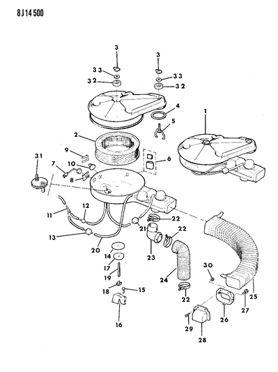 1989 Jeep Wrangler Breather Element Diagram for J3236695