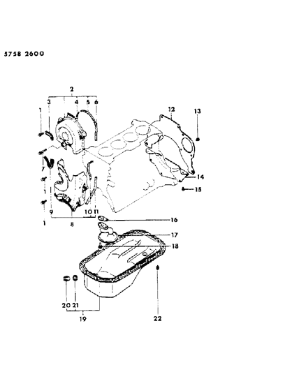1985 Dodge Colt Oil Pan & Timing Belt Cover Diagram 3 - Thumbnail