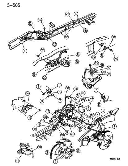 1996 Dodge Dakota Lines & Hoses - Brake Diagram 1 - Thumbnail