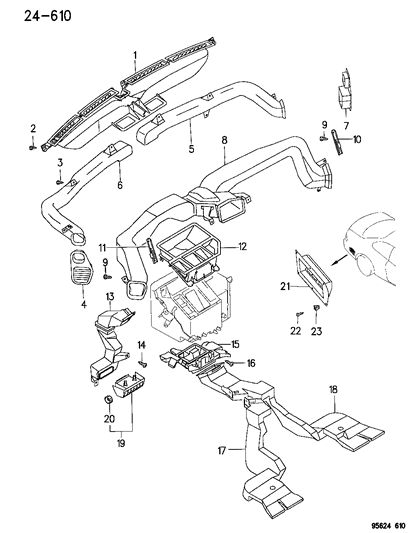 1996 Chrysler Sebring Coupe Defroster And Ventilation Duct And Nozzles Diagram