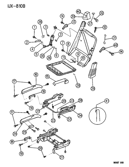 1996 Chrysler Sebring Bolt Front Seat Pivot Diagram for 4882832