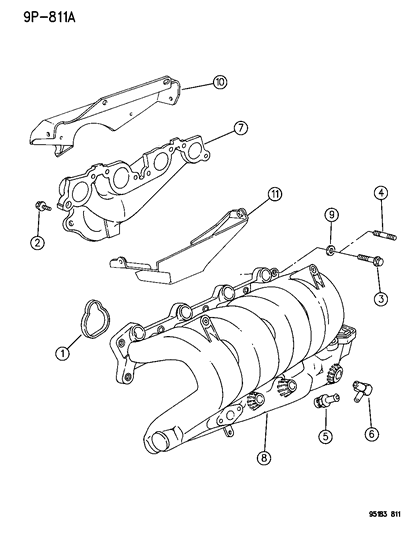1995 Chrysler Cirrus Manifolds - Intake & Exhaust Diagram 1 - Thumbnail