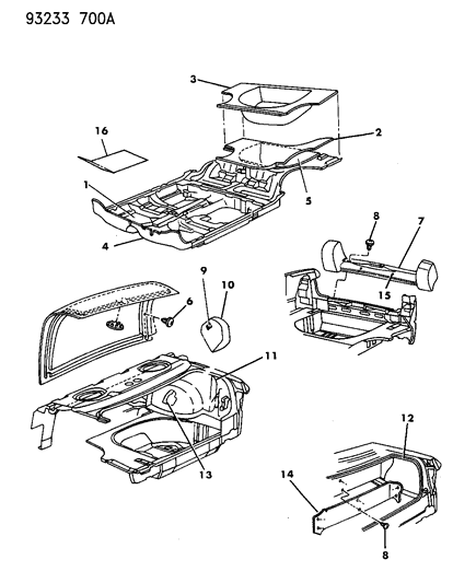 1993 Chrysler LeBaron GTC Carpet & Silencers Diagram