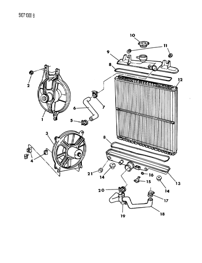 1985 Dodge Caravan Radiator & Related Parts Diagram 1 - Thumbnail