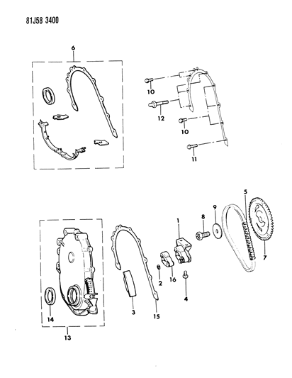 1985 Jeep Wrangler Timing Cover & Intermediate Shaft Diagram 1 - Thumbnail