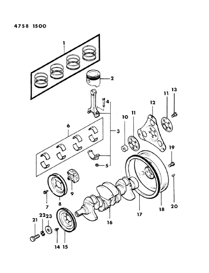 1984 Dodge Colt Bushing, Crankshaft W/Auto Trans (Fed & Cal) Diagram for MD011845