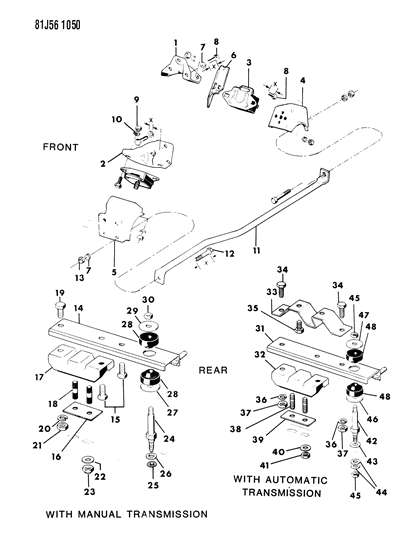 1984 Jeep Wrangler Rear Mount Diagram for J1370910