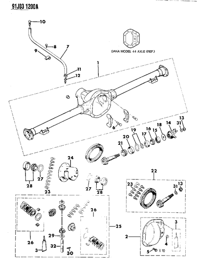 1991 Jeep Comanche Housing & Differential, Rear Axle Diagram 1 - Thumbnail