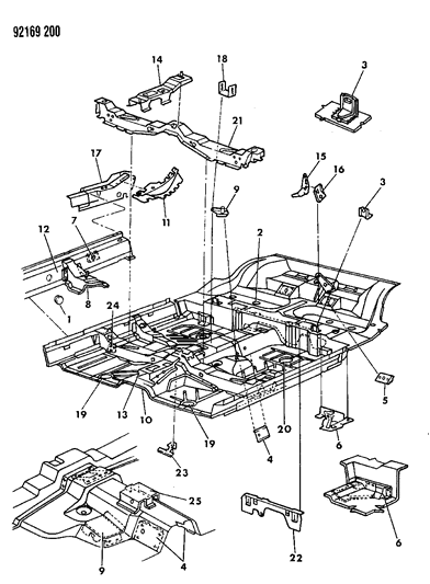 1992 Dodge Shadow Floor Pan Front Diagram