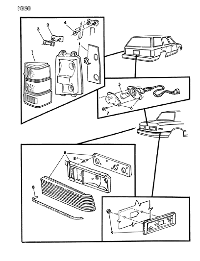 1985 Dodge Lancer Lamps & Wiring - Rear Diagram 2 - Thumbnail