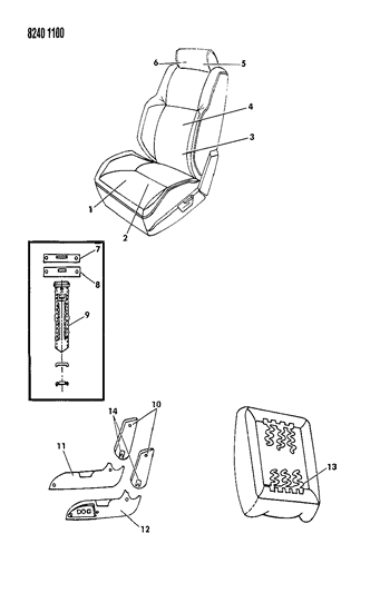 1988 Chrysler LeBaron GTS Front Seat Diagram 3 - Thumbnail