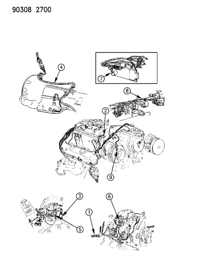 1992 Dodge Ram Wagon Wiring - Engine - Front End & Related Parts Diagram 1 - Thumbnail