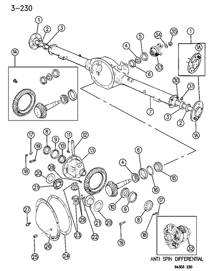 1994 Dodge Ram Wagon Axle, Rear, With Differential And Carrier Diagram 3 - Thumbnail