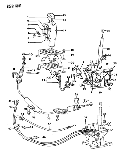 1994 Dodge Colt Controls, Gearshift of Automatic Transmission Diagram 5 - Thumbnail