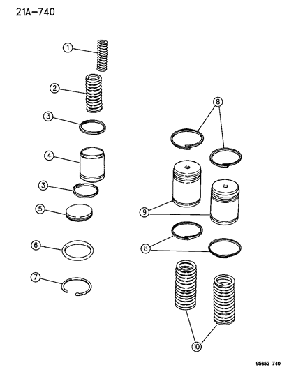 1996 Chrysler Sebring Coupe Accumulator Piston & Spring Diagram