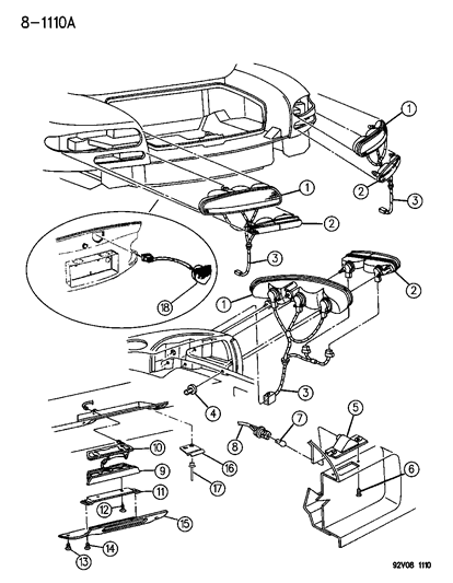 1995 Dodge Viper Lamp, Tail & Stop, Right Diagram for 4643377