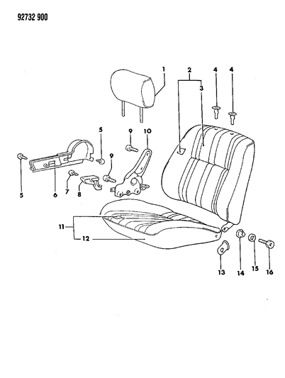 1992 Dodge Colt Front Seat Diagram 4 - Thumbnail