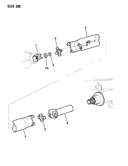 1986 Dodge Ram Wagon Propeller Shaft, Single And Universal Joint Diagram