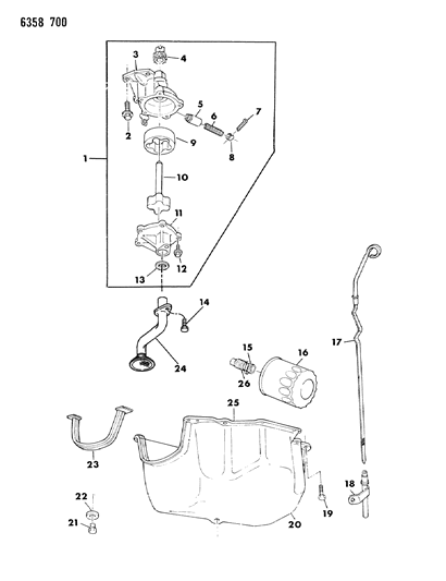 1987 Dodge Dakota Engine Oiling Diagram 1 - Thumbnail