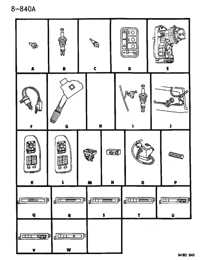 1995 Chrysler Town & Country Window Switch, Black Diagram for 56006897