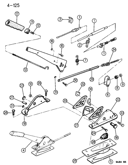 1995 Jeep Wrangler Equalizer, Rear Parking Brake Cables Diagram for 52007532