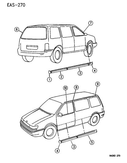 1995 Dodge Grand Caravan Window Molding Diagram for 4673356