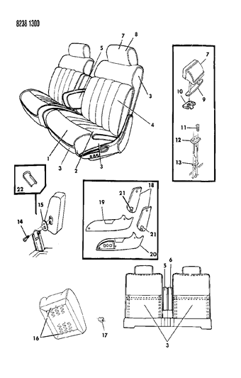 1988 Dodge 600 Sedan Front Seat Diagram 1 - Thumbnail