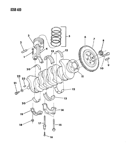 1988 Dodge Dakota Crankshaft , Pistons And Torque Converter Diagram 1 - Thumbnail