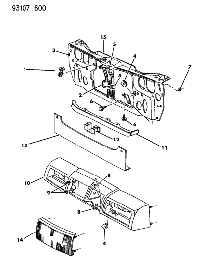 1993 Chrysler New Yorker Salon Grille & Related Parts Diagram 2 - Thumbnail