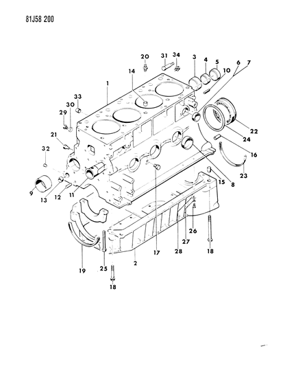 1984 Jeep Wrangler Block , Engine Diagram 1 - Thumbnail