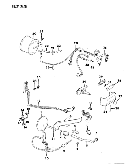 1991 Jeep Grand Wagoneer Controls Switch, Transfer Case Vacuum Diagram