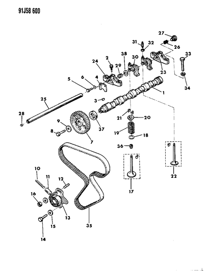 1992 Jeep Cherokee Camshaft & Valves Diagram 2 - Thumbnail