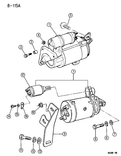 1994 Jeep Cherokee Starter & Mounting Diagram 2 - Thumbnail
