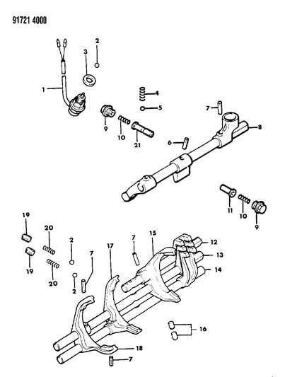 1991 Dodge Ram 50 Control, Shift Diagram 3 - Thumbnail